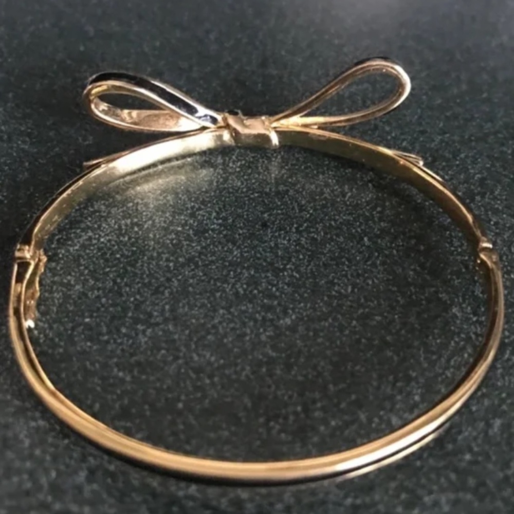 Kate Spade New York Skinny Mini Bow Gold-tone/Black Bangle Bracelet - Picture 4 of 10